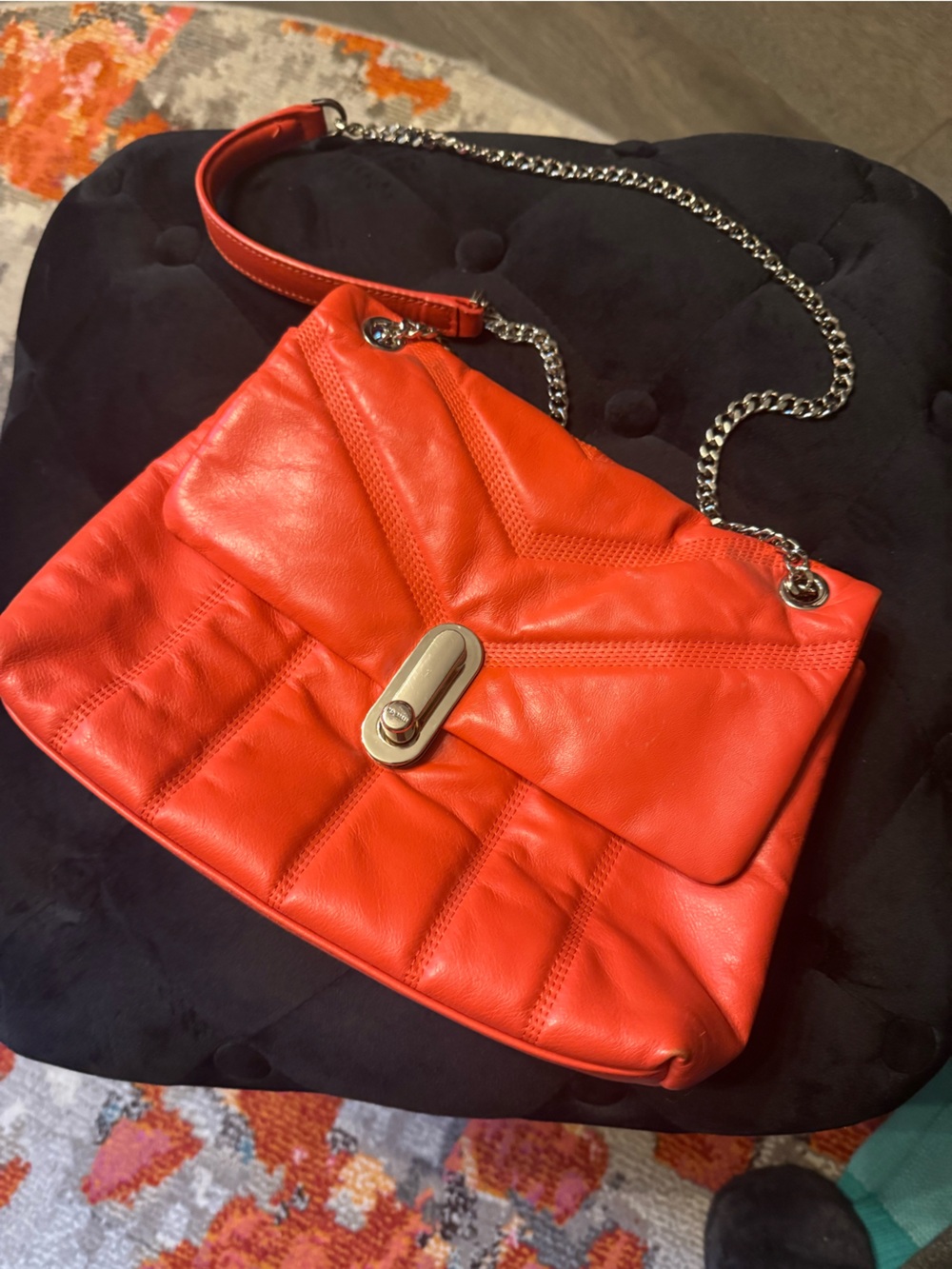Ted Baker Red Leather Shoulder Bag with Chain Strap ♥️💋